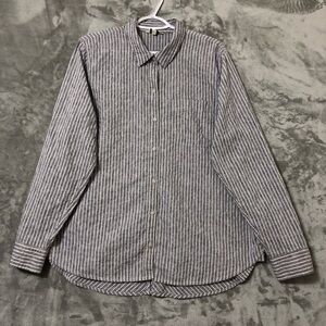Lucky Brand Blue Striped Button-Up Shirt Size XL Women